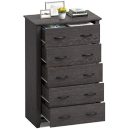 Costway 5 Drawer Dark Grey Dresser Chest of Drawers - Wilko - thumbnail 5