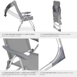 tectake Maurine Set of 4 Grey Garden Chairs - Size: 110 x 59 x 73cm - Wilko - thumbnail 6