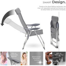 tectake Maurine Set of 4 Grey Garden Chairs - Size: 110 x 59 x 73cm - Wilko - thumbnail 4