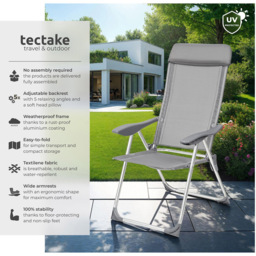 tectake Maurine Set of 4 Grey Garden Chairs - Size: 110 x 59 x 73cm - Wilko - thumbnail 7