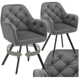 tectake Lucia Set of 2 Anthracite Quilted Armchair - Size: Single - Grey - Wilko - thumbnail 3