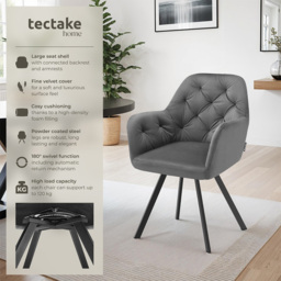 tectake Lucia Set of 2 Anthracite Quilted Armchair - Size: Single - Grey - Wilko - thumbnail 7