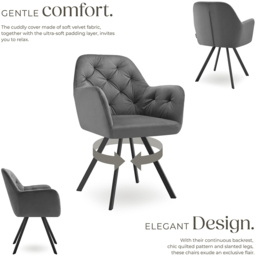 tectake Lucia Set of 2 Anthracite Quilted Armchair - Size: Single - Grey - Wilko - thumbnail 4