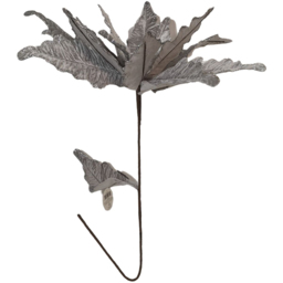 Samuel Alexander Silver Velvet Poinsettia Stem with 2 Flowers Christmas Decoration 68cm - Wilko