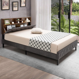 Costway Double Bed Frame with Headboard - Multi - Wilko
