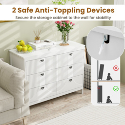 Costway 3 Drawer White Dresser with Anti-Toppling Kit - Size: 106 x 40 x 79cm - Wilko - thumbnail 7