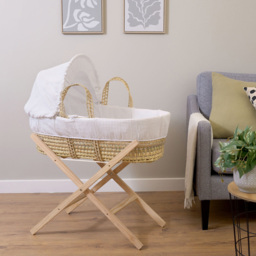 Clair De Lune White Waffle Palm Moses Basket with Folding Stand - Size: 68 x 28 x 74cm - Wilko - thumbnail 3