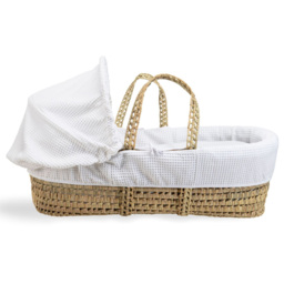 Clair De Lune White Waffle Palm Moses Basket with Folding Stand - Size: 68 x 28 x 74cm - Wilko - thumbnail 4