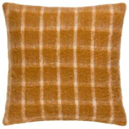 Yard Yarrow Ginger Check Faux Mohair Check Cushion - Size: 45 x 45 cm - Orange - Yard Living - Wilko