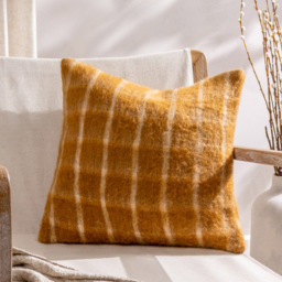 Yard Yarrow Ginger Check Faux Mohair Check Cushion - Size: 45 x 45 cm - Orange - Yard Living - Wilko - thumbnail 3