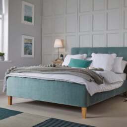 Pierre Double Aqua Blue Crushed Velvet Bed Frame - LPD Home - Wilko - thumbnail 1