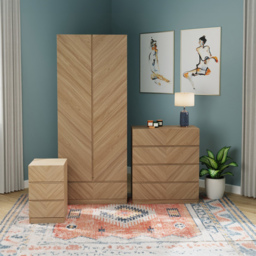 GFW Catania Euro Oak Wood 3 Piece Bedroom Furniture Set - Wilko - thumbnail 7