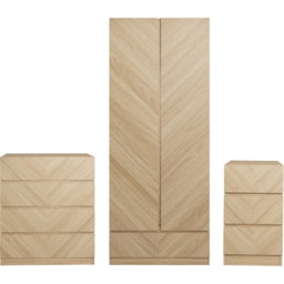 GFW Catania Euro Oak Wood 3 Piece Bedroom Furniture Set - Wilko - thumbnail 3