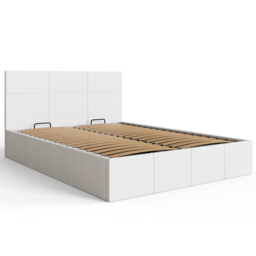 GFW Small Double White Faux Leather Side Lift Ottoman Bed with Bonnell Mattress - Wilko - thumbnail 6