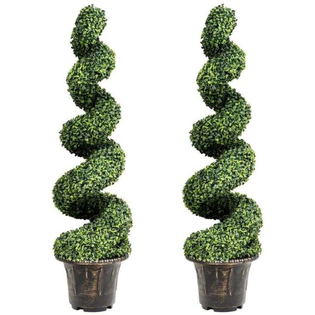 Costway 2 Piece Artificial Boxwood Spiral Tree 120cm - Size: 128 x 54 x 31cm - Green - Wilko - image 1
