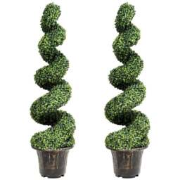 Costway 2 Piece Artificial Boxwood Spiral Tree 120cm - Size: 128 x 54 x 31cm - Green - Wilko
