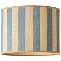 ValueLights Lori Blue Stripe Bamboo Medium Drum Ceiling Lamp Shade - Size: 23 x 30 x 30cm - Wilko