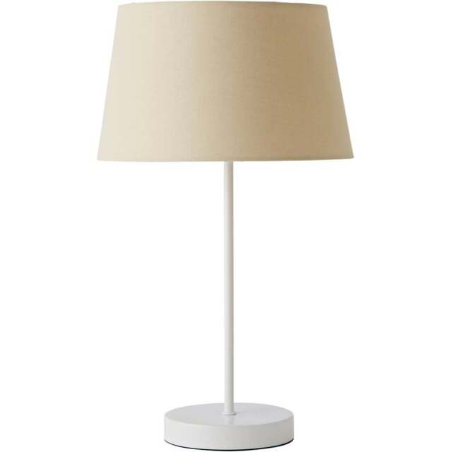 ValueLights Charlie Beige Tapered Shade White Table Lamp and Bulb - Size: 43 x 25 x 25cm - Wilko - image 1