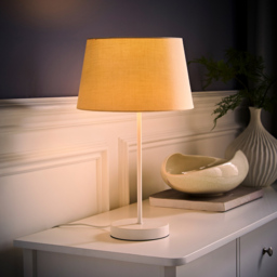 ValueLights Charlie Beige Tapered Shade White Table Lamp and Bulb - Size: 43 x 25 x 25cm - Wilko - thumbnail 3