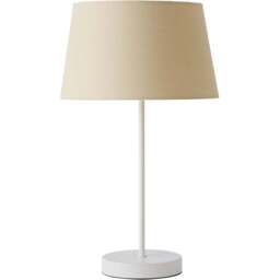 ValueLights Charlie Beige Tapered Shade White Table Lamp and Bulb - Size: 43 x 25 x 25cm - Wilko