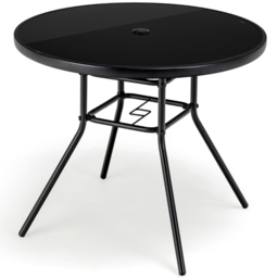 Costway 4 Seater Round Bistro Table with Umbrella Hole - Black - Wilko - thumbnail 3