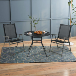 Costway 4 Seater Round Bistro Table with Umbrella Hole - Black - Wilko - thumbnail 5