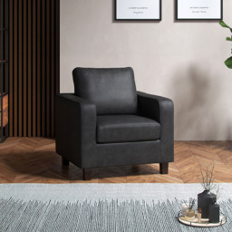 York Black Faux Leather Armchair - Size: 86 x 54 x 75cm - Wilko - thumbnail 6