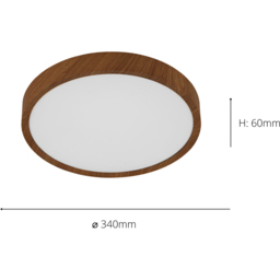 EGLO Musurita Metal And Plastic Integrated Natural Wood Effect Flush Fitting LED - Size: 6 x 34 x 6cm - Brown - Wilko - thumbnail 6