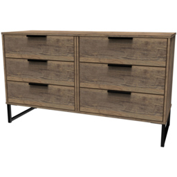 Crowndale Hong Kong 6 Drawer Vintage Oak Midi Chest of Drawers - Brown - Wilko - thumbnail 3