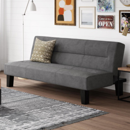 Dorel Kebo 3 Seater Grey Velvet Futon Sofa Bed - Charcoal - Wilko - thumbnail 1