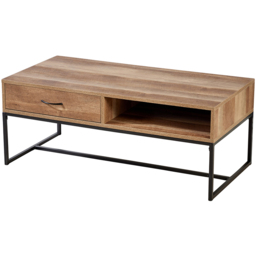 Home Source Oakmere Single Drawer Single Shelf Natural Coffee Table - Size: 40 x 50 x 100cm - Brown - Wilko - thumbnail 3