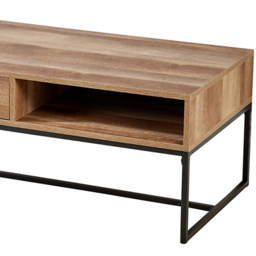 Home Source Oakmere Single Drawer Single Shelf Natural Coffee Table - Size: 40 x 50 x 100cm - Brown - Wilko - thumbnail 4