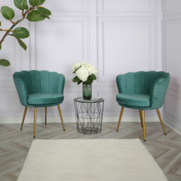 Flora Green Velvet Petal Back Armchair - Size: Single - Home Garden Direct - Wilko - thumbnail 6
