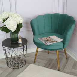 Flora Green Velvet Petal Back Armchair - Size: Single - Home Garden Direct - Wilko - thumbnail 4