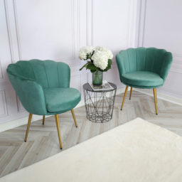 Flora Green Velvet Petal Back Armchair - Size: Single - Home Garden Direct - Wilko - thumbnail 7