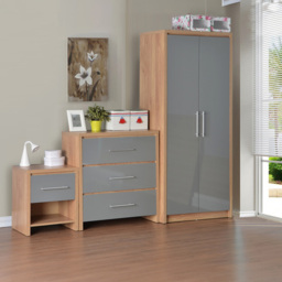 Seconique Seville Grey Gloss Light Oak 3 Piece Bedroom Furniture Set - Wilko - thumbnail 7