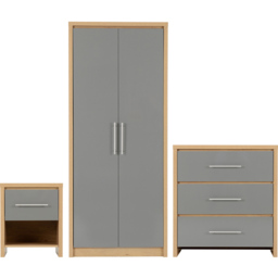 Seconique Seville Grey Gloss Light Oak 3 Piece Bedroom Furniture Set - Wilko - thumbnail 3