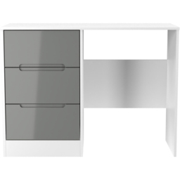 Crowndale Monaco 3 Drawer Grey Gloss and White Vanity Dressing Table Ready Assembled - Size: 73 x 97 x 40cm - Grey Gloss & White - Wilko - thumbnail 3