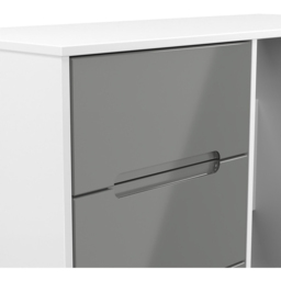 Crowndale Monaco 3 Drawer Grey Gloss and White Vanity Dressing Table Ready Assembled - Size: 73 x 97 x 40cm - Grey Gloss & White - Wilko - thumbnail 6