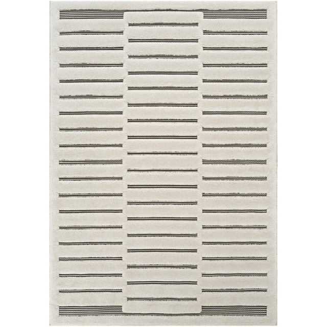 Freya Living Room Area Rug Contemporary 3D Embossed Modern Stripe Bar Design - Cream 200cm x 290cm - Size: 290 x 200 x 2cm - Desire Rugs - Wilko - image 1