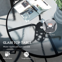 Outsunny 4 Seater Round Garden Dining Set with Parasol Hole Blue - Dark Blue - Wilko - thumbnail 7