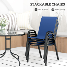 Outsunny 4 Seater Round Garden Dining Set with Parasol Hole Blue - Dark Blue - Wilko - thumbnail 5