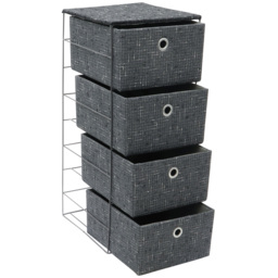 JVL Shadow 4 Drawer Wide Fabric Storage Tower - JVL Homewares - Wilko - thumbnail 4