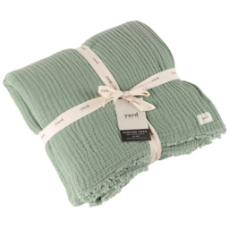 Yard Lark Eucalyptus Green Large Muslin Cotton Throw 240 x 260cm - Size: 260 x 240cm - Yard Living - Wilko - thumbnail 4