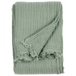 Yard Lark Eucalyptus Green Large Muslin Cotton Throw 240 x 260cm - Size: 260 x 240cm - Yard Living - Wilko - thumbnail 1