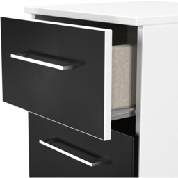 Crowndale Worcester 3 Drawer Matt Black and White Bedside Cabinet Ready Assembled - Black Matt & White - Wilko - thumbnail 7