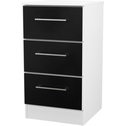Crowndale Worcester 3 Drawer Matt Black and White Bedside Cabinet Ready Assembled - Black Matt & White - Wilko - thumbnail 4