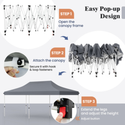 Costway Grey Pop-up Canopy Tent with Carrying Bag 3 x 6m - Wilko - thumbnail 7