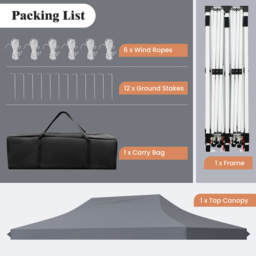 Costway Grey Pop-up Canopy Tent with Carrying Bag 3 x 6m - Wilko - thumbnail 5
