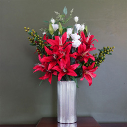 Botanik Silver Dot Glass Vase 30cm - Size: 30 x 15 x 15cm - Wilko - thumbnail 3